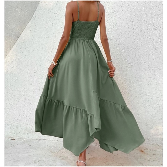 Boho Ruffle Hem Cami Solid Maxi Dress - Picture 13 of 13